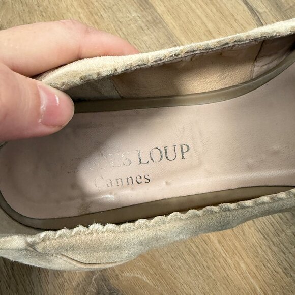 Jacques Loup Cannes Suede Tan Ballet Flats Leather Scalloped Edge Feminine 39 - Picture 7 of 8